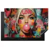 Vrouw - Kauwgom - Graffiti - Love Inductie beschermer vinyl 3mm klein -3d