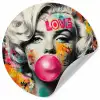 Vrouw - Kauwgom - Graffiti - Neonkleuren Wandcirkel behangsticker klein -3d