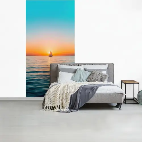 Zee - Zeilboot - Zonsondergang fotobehang vinyl groot -slaapkamer