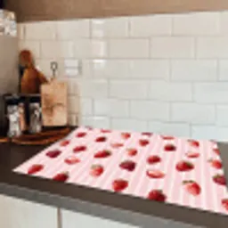 Strepen - Aardbei - Roze Inductie beschermer vinyl 3mm klein 276 -sfeer3