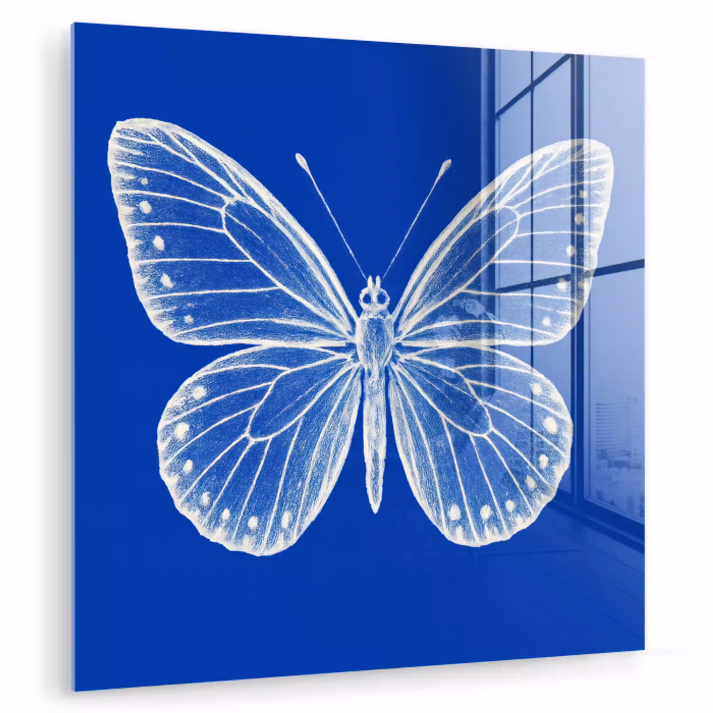 Vlinder - Wit - Getekend - Stippen plexiglas 5mm klein -zzzproduct_nieuw