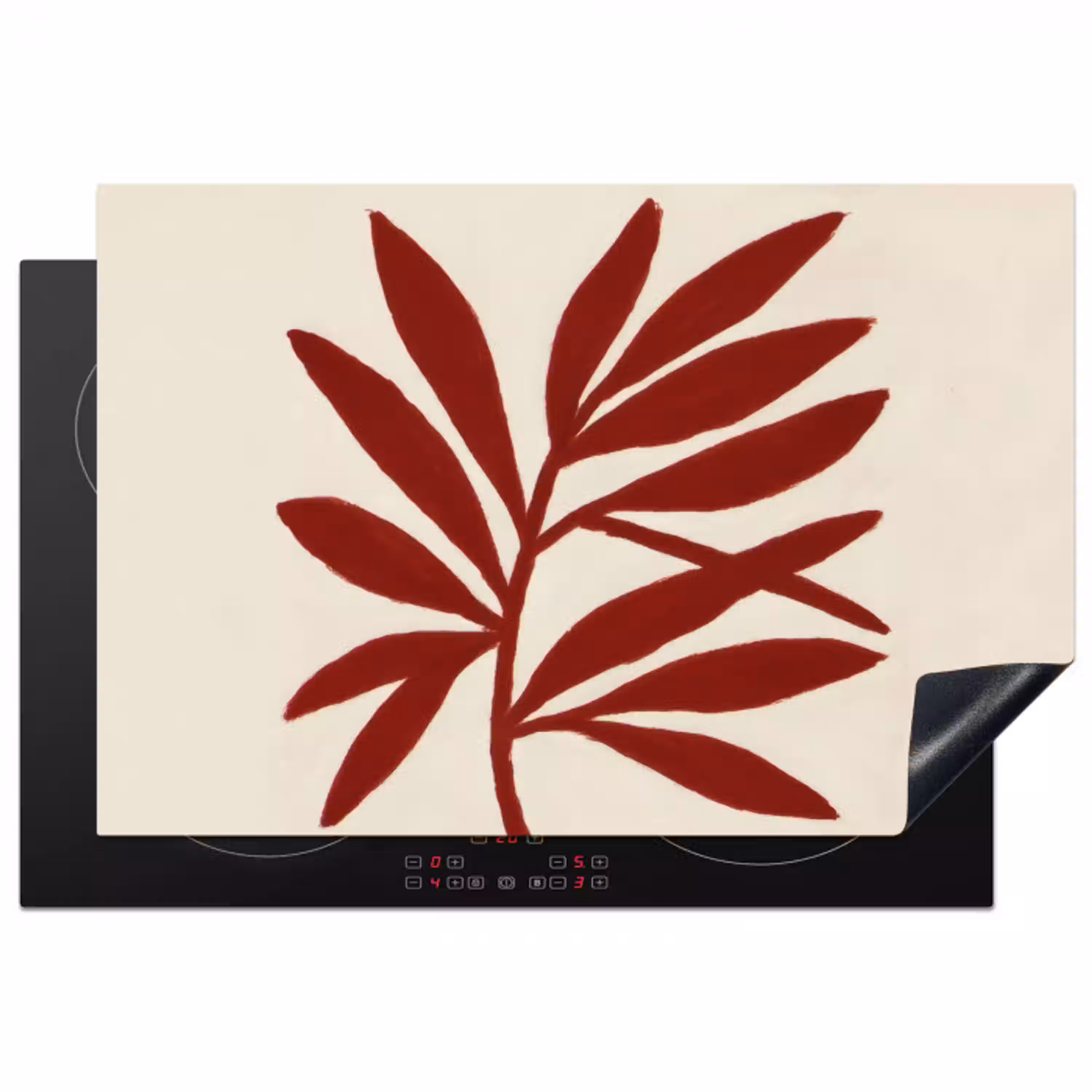 Tak - Bladeren - Rood Inductie beschermer vinyl 3mm klein -3d