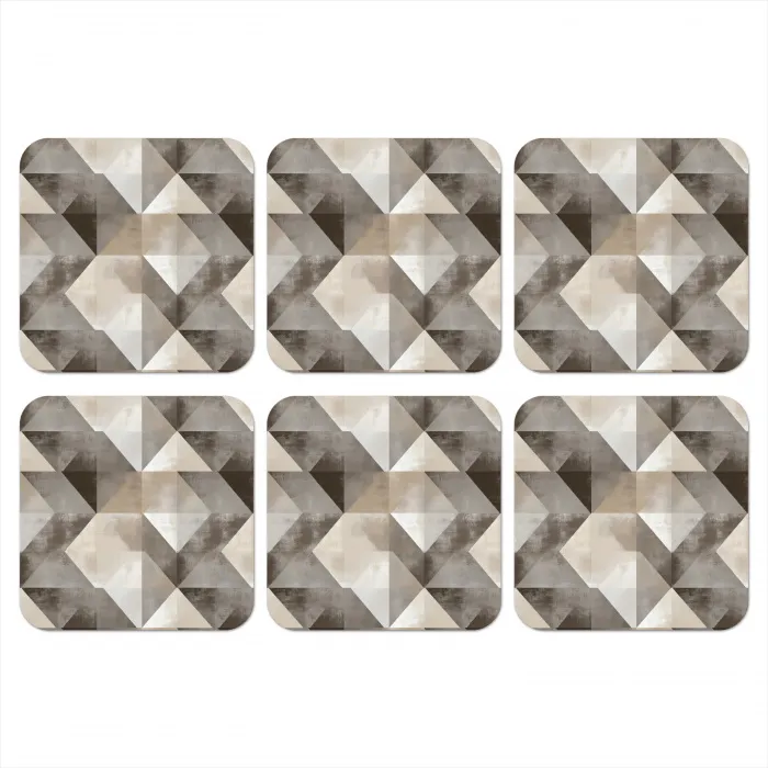 Geometrisch - Motief - Aardetinten onderzetter kurk middel 366 -3d