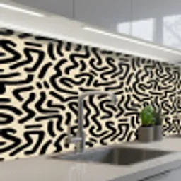Abstract - Lijnen - Zwart keuken achterwand 2 middel 871 -3d_schuin