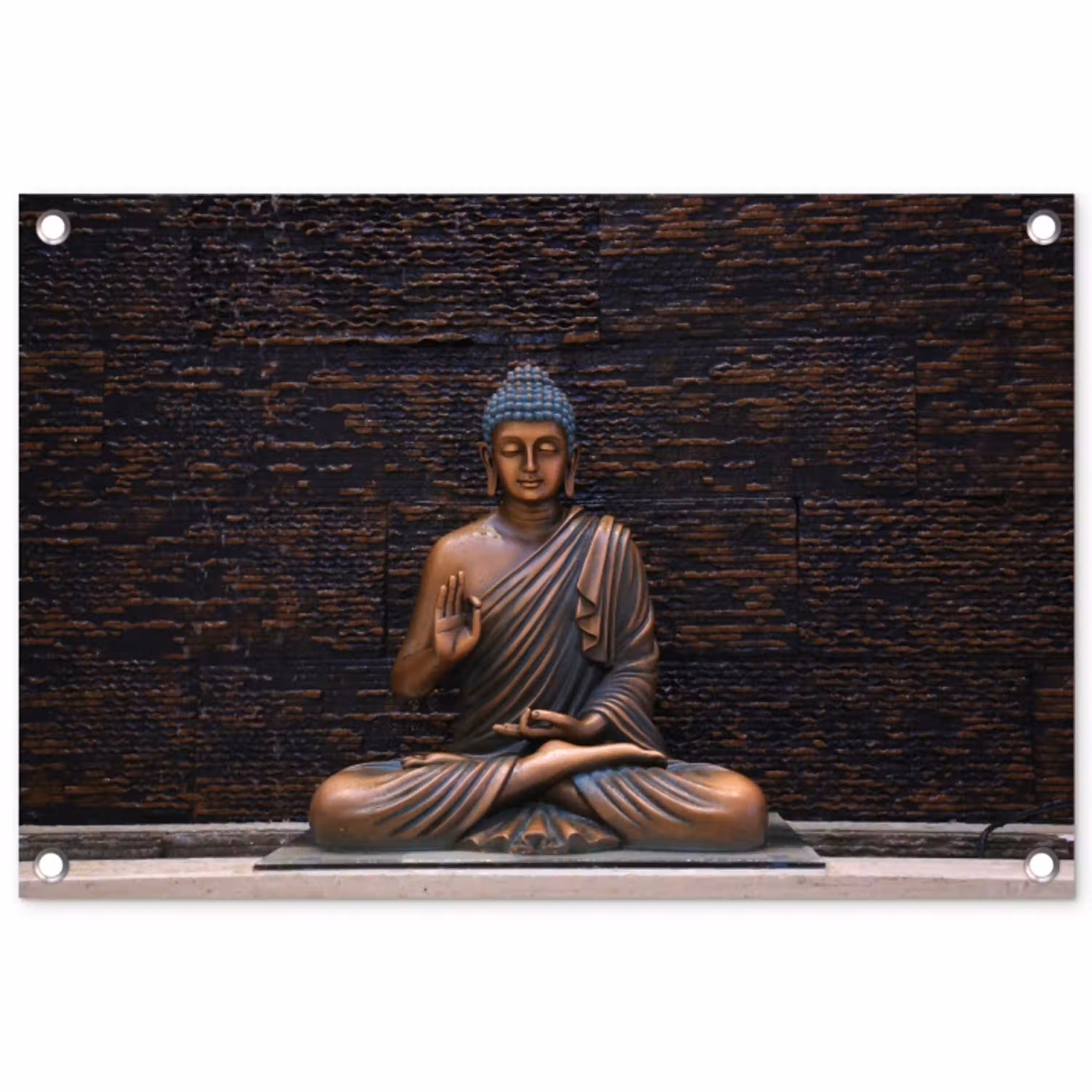 Rustgevende Boeddha in meditatie tuinposter los doek klein -3d