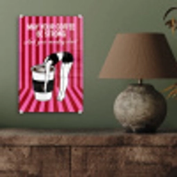 Roze - Strepen - Koffie - Maandag plexiglas 5mm klein -sfeer3