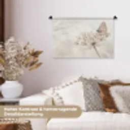 Vlinder - Bloem -Natuur - Beige Wandkleed katoen klein -tsfeer1_DE
