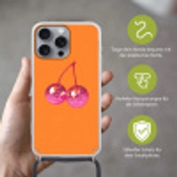 Discoballen - Kers - Spiegels - Roze Hoesje iPhone 16 Pro Max met koord klein -sfeer2_DE