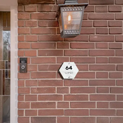Lichtgrijs marmer - Modern Naambord Hexagon klein -sfeer7-hexagon-XS
