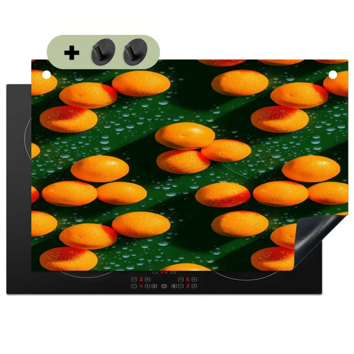 Mandarijn - Oranje - Druppels - Groen Inductie beschemer met haakjes klein 777 -3d