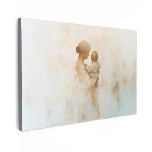 Kind - Moeder - Waterverfschilderij canvas 2cm klein -z3d