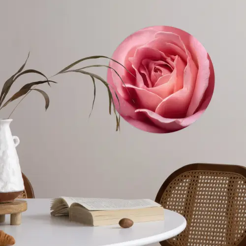 Roze - Roos - Romantisch Wandcirkel behangsticker klein -sfeer3