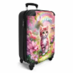 Roze regenboogkatje NBS - Handbagage koffer - Kinderen Unisex middel -productfoto_3d