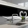 Zwanen - Hart - Zwart - Wit keuken achterwand 2 middel -3d_schuin