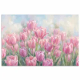 Tulpen - Veld - Lente - Roze poster papier klein -3d