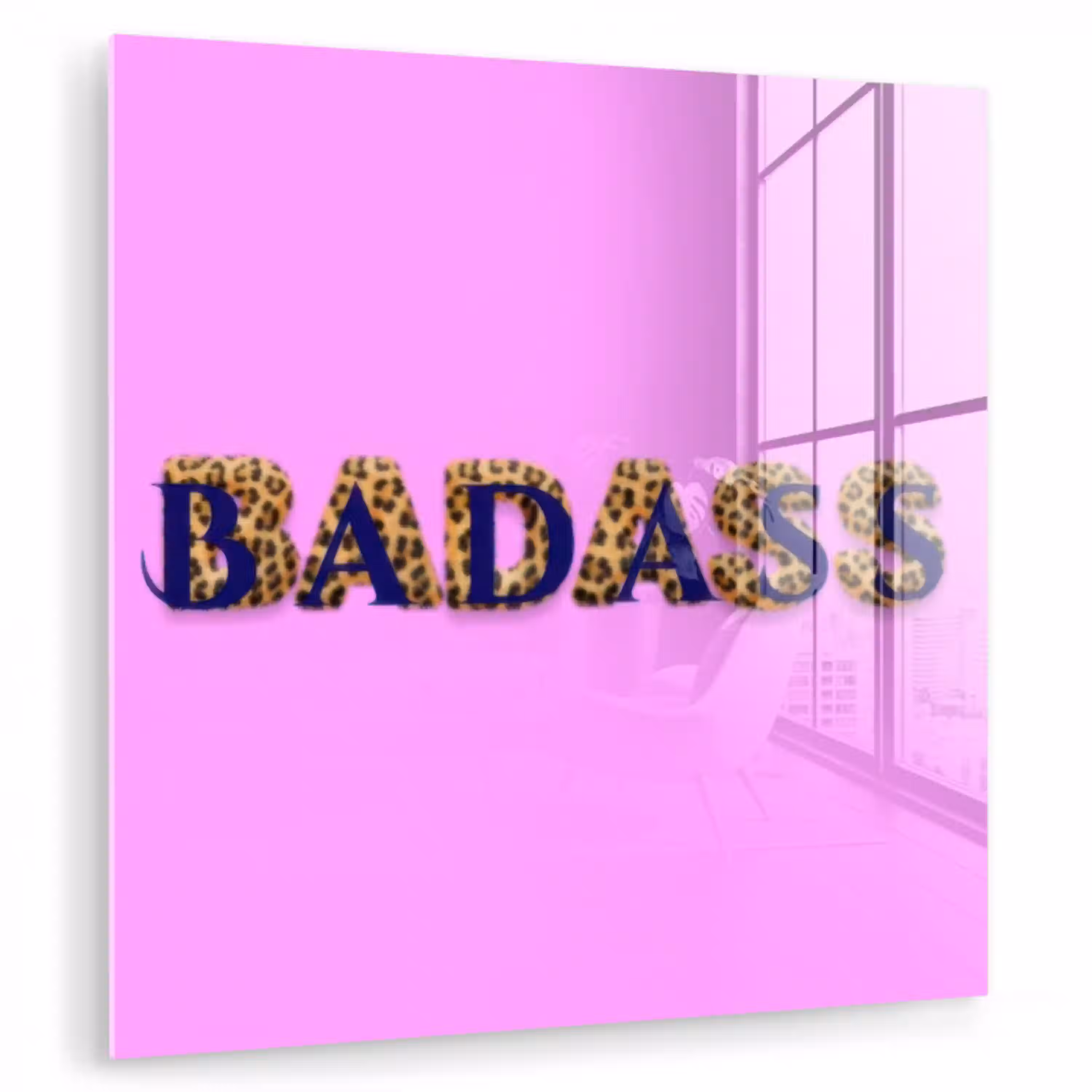 Felroze - Badass - Panterprint - Schaduw plexiglas 5mm klein -zzzproduct_nieuw