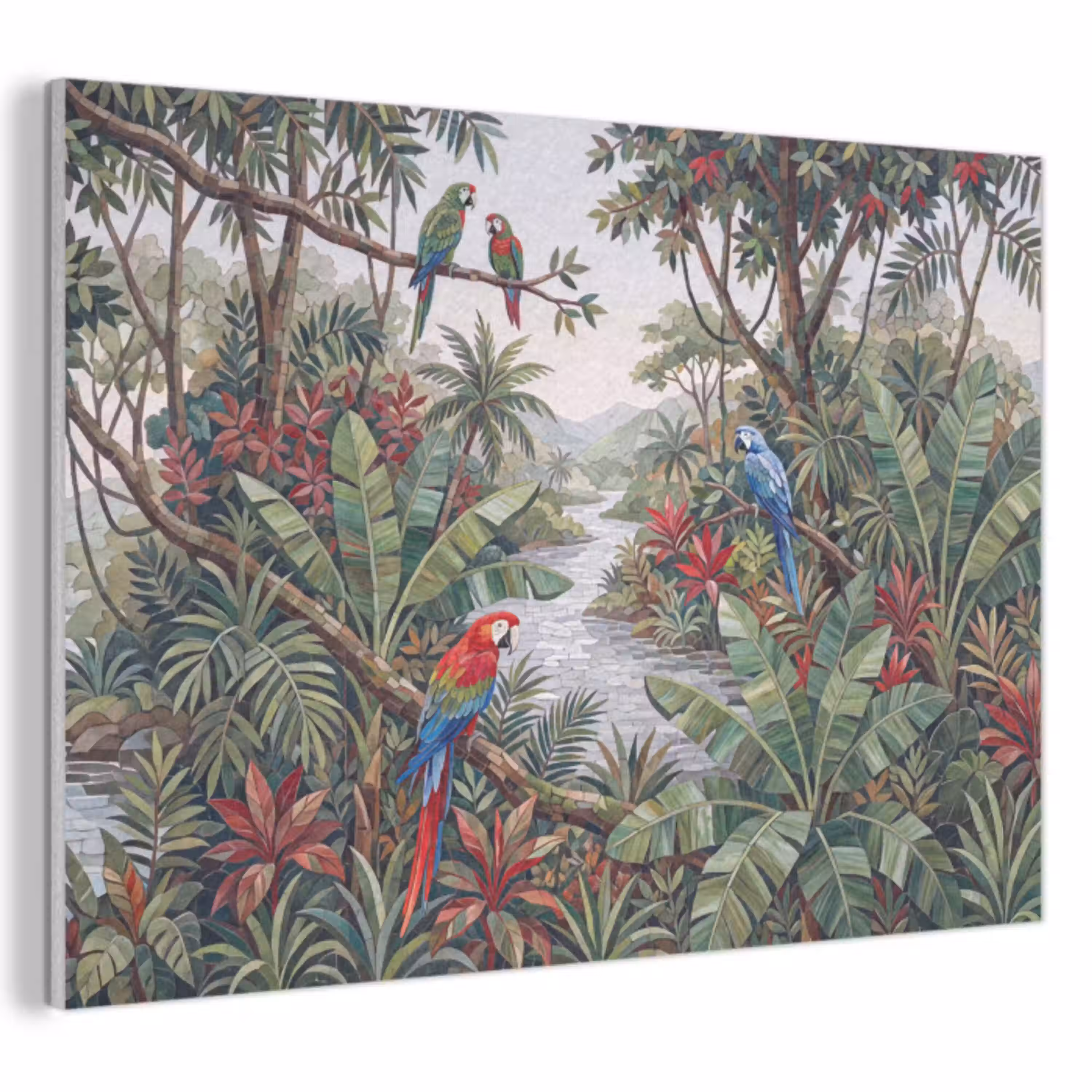 Vogel - Jungle - Natuur - Mozaïek - Groen PET vilt klein -3d