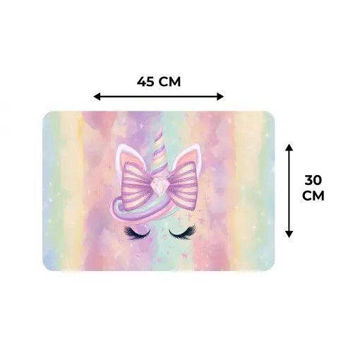 Eenhoorn - Glitters - Regenboog - Pastel Placemat vinyl groot -specs