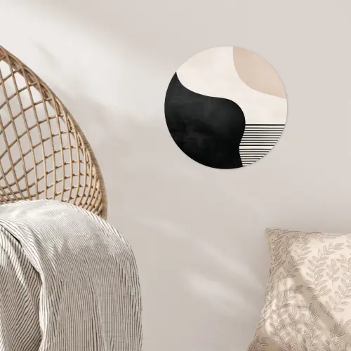 Abstract - Japandi - Beige - Modern Wandcirkel behangsticker klein -sfeer4