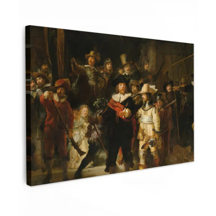 De Nachtwacht - Schilderij van Rembrandt van Rijn canvas 2cm klein -z3d