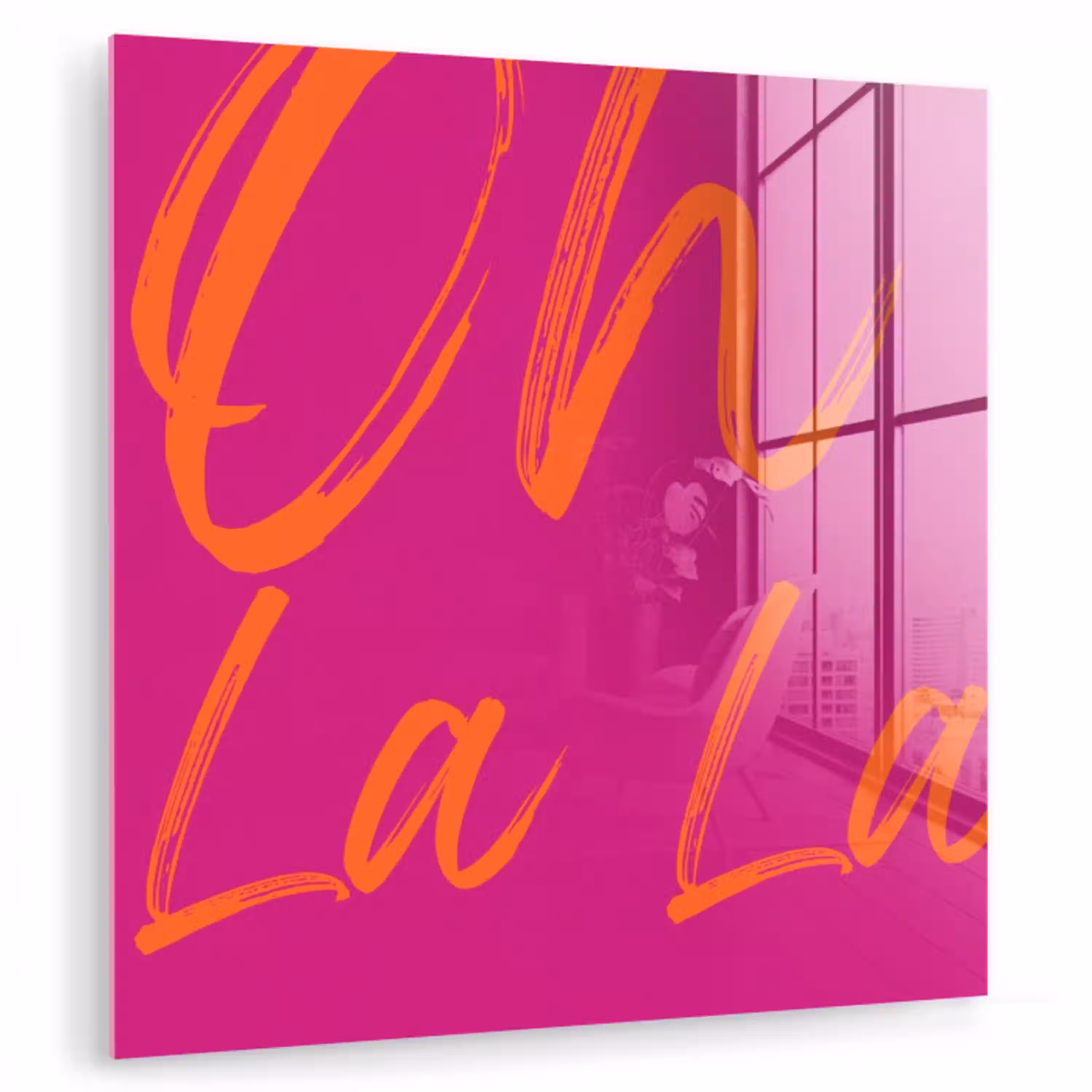 Oh la la - Oranje - Roze plexiglas 5mm klein -zzzproduct_nieuw