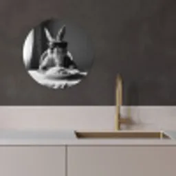 Konijn - Bunny - Zonnebril - Tafelkleed - Pasta - Schattig KitchenYeah - Keuken - Wandcirkel Forex klein -sfeer1