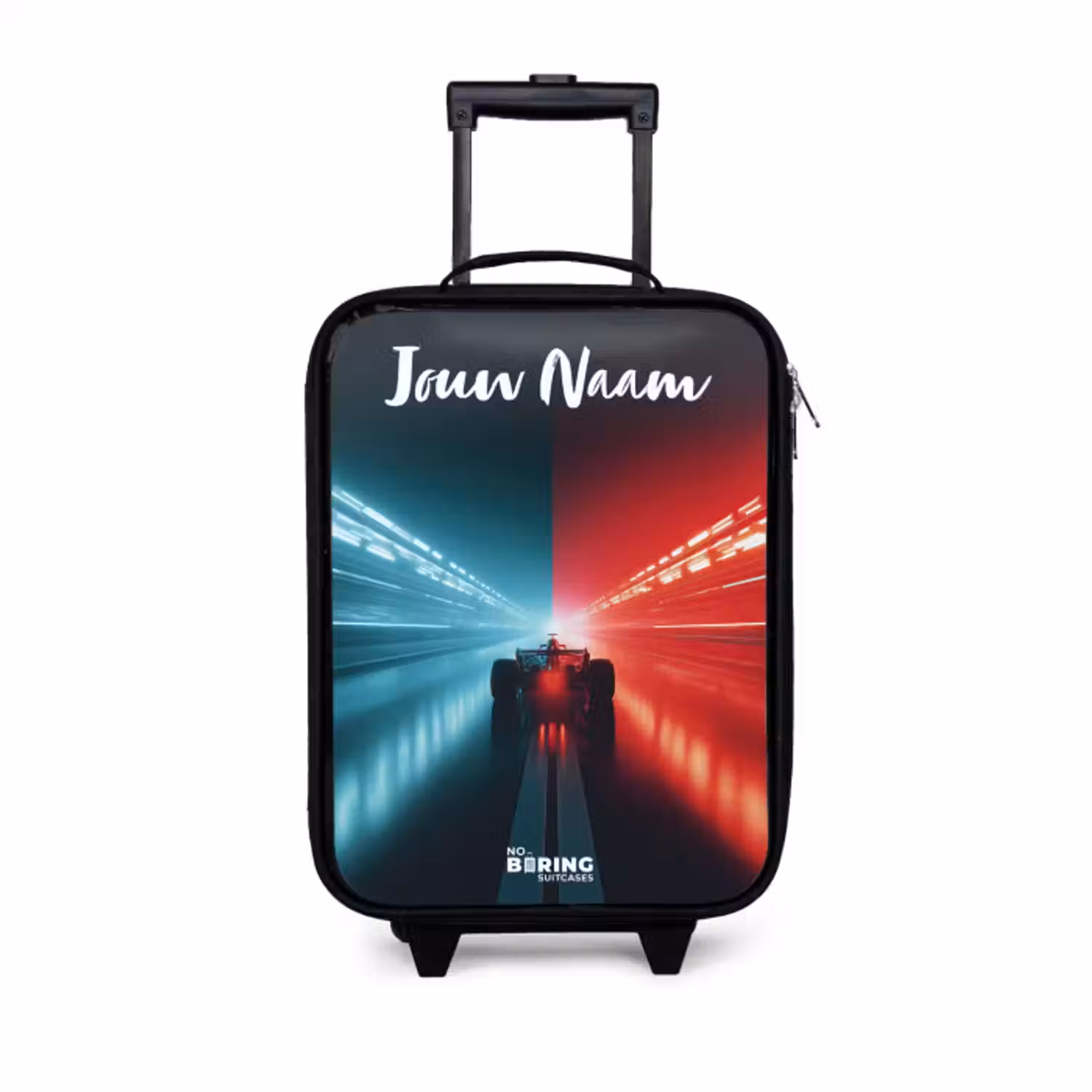Kinderkoffer met naam - Raceauto - Verlichting - Neon - Rood
