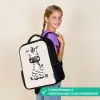 Zebra portrettekening met beige achtergrond Rugzak - Zwart middel -sfeer6_NL