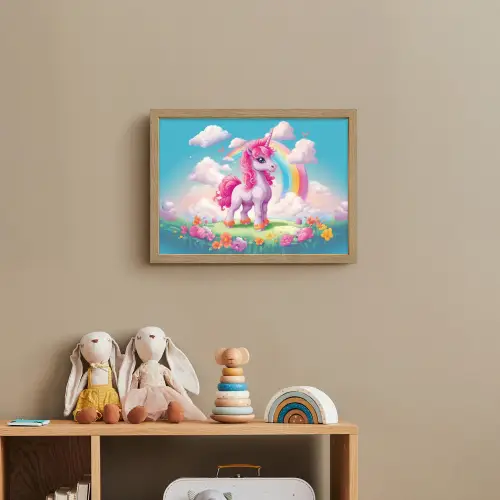Unicorn - Meisjes - Bloemen - Regenboog - Eenhoorn Light Box met batterij (Wandlamp kind) middel -sfeer2_kind