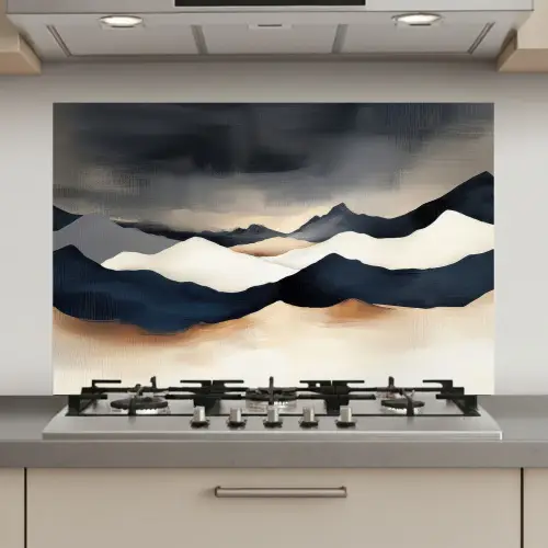 Bergen - Donkerblauw - Landschap keuken achterwand spatscherm klein -3d_website