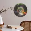 Doorkijk - Pad - Bloemen - Struik - Kleurrijk Akoestische PET Vilt - Rond klein -sfeer3