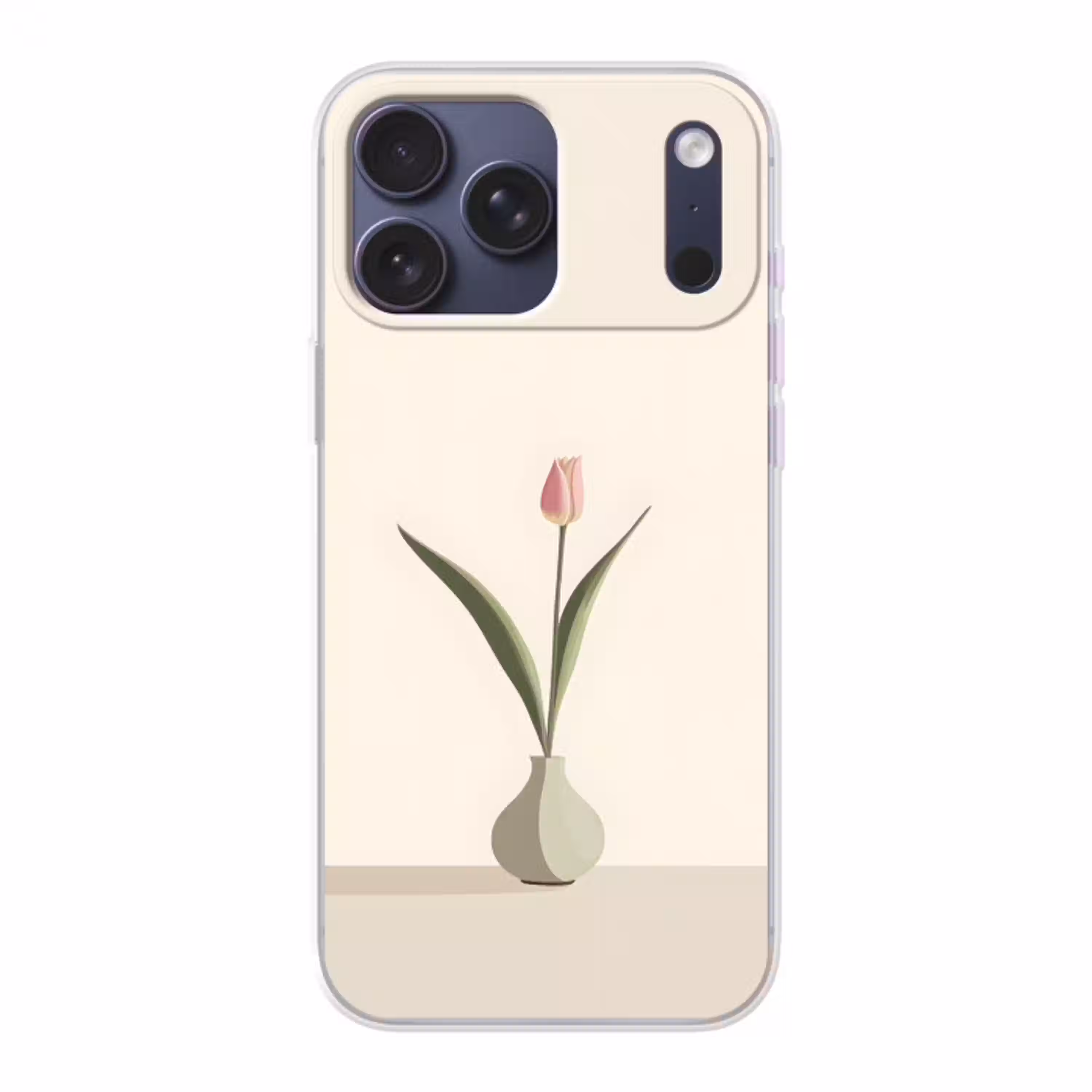 Tulp - Vaas - Beige Telefoonhoesje iPhone 17 Pro Max klein -3d