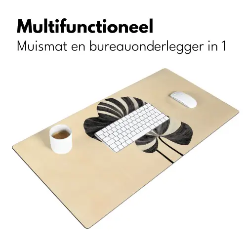 Zwart - Bladeren - Strepen - Minimalistisch Muismat XXL klein -sfeer4