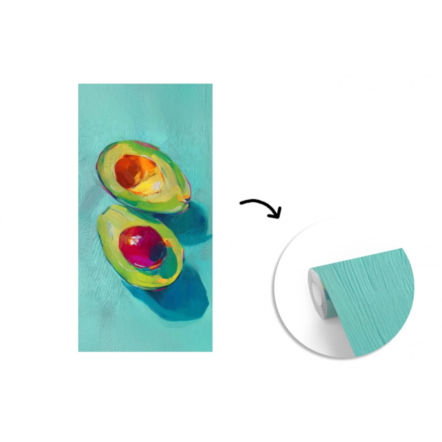 Avocado - Groen - Pit - Schaduw fotobehang vinyl groot -3d