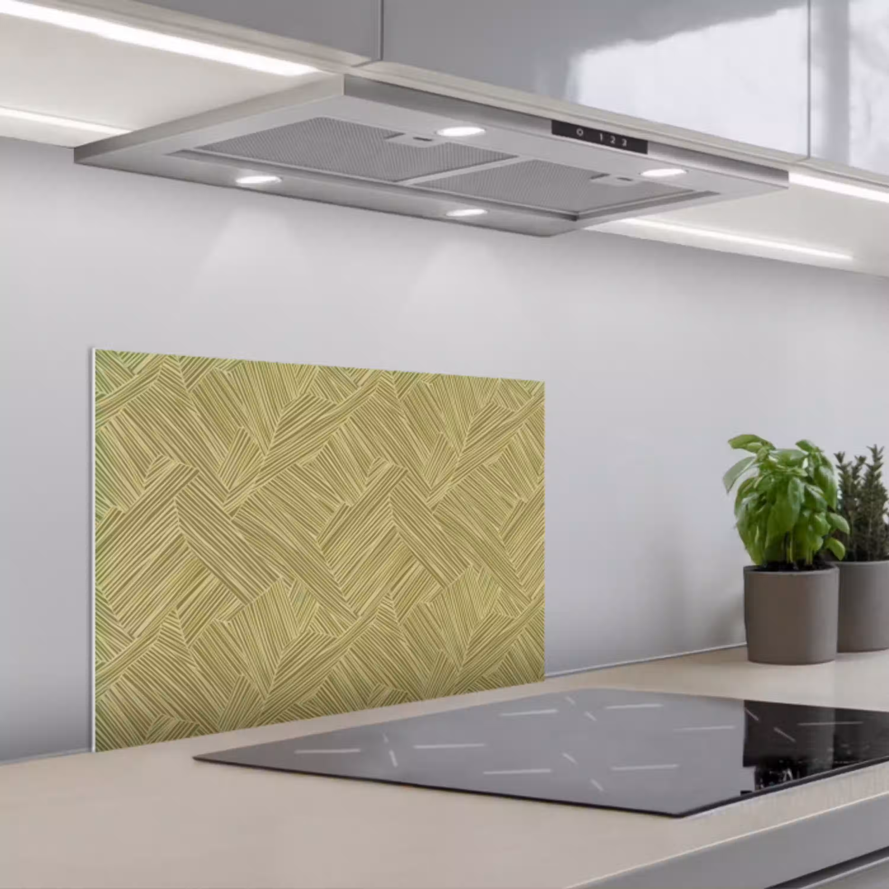 Abstract - Modern - Groen keuken achterwand spatscherm klein 900 -3d_schuin