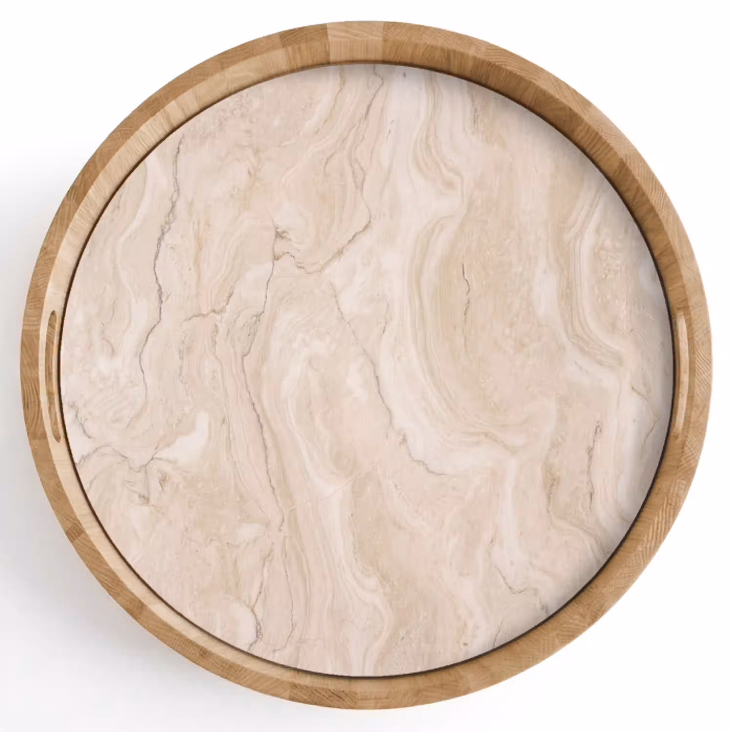 Marmer - Patroon - Beige - Steen - Abstract Dienblad Rond middel -z3d_shopping