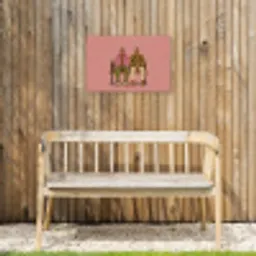 Illustratie - Bankje - Personen - Minimalistisch Tuinposter op houten frame 2 cm dik klein -sfeer4