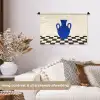 Vaas - Blauw - Geblokt - Modern Wandkleed katoen klein -sfeer1