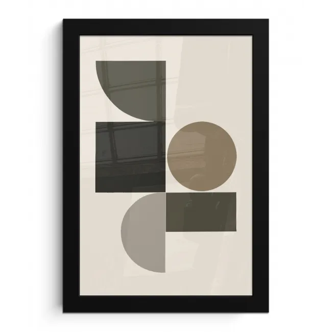 Aardetinten - Abstracte compositie - Eenvoudige vormen fotolijst zwart zonder passe partout klein -3d