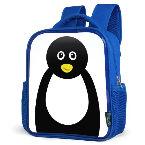 Dierenportret - Pinguïn - kinderen Kinderrugzak - Blauw middel -schuin