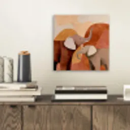 Olifanten - Oranje - Abstract aluminium wit klein -sfeer1