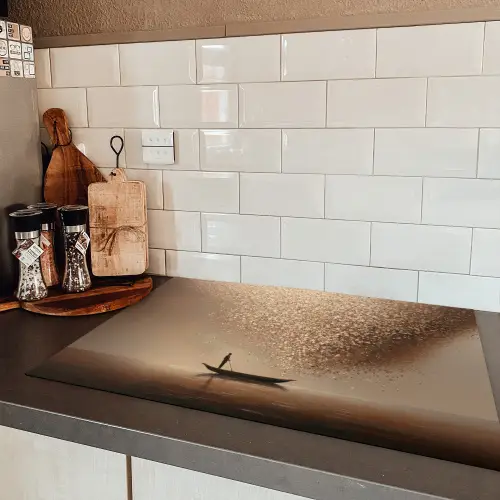 Bootje - Blaadjes - Goud - Water Inductie beschermer vinyl 3mm klein -sfeer3