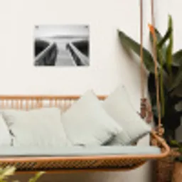 Loopbrug - Hout - Strand - Zee tuinposter los doek klein -sfeer7