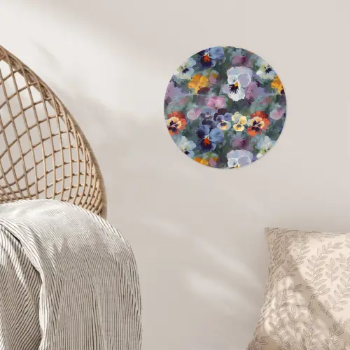 Pastel - Viooltjes - Groen - Patroon Wandcirkel behangsticker klein 186 -sfeer4