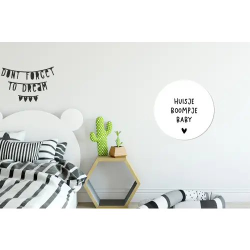 Spreuken - Huisje boompje baby - Quotes Wandcirkel aluminium klein -kinderkamer