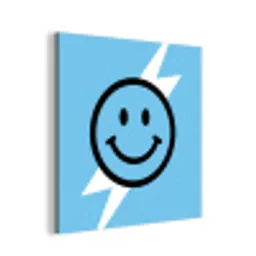 Smiley - Blauw - Bliksem aluminium wit klein -3d