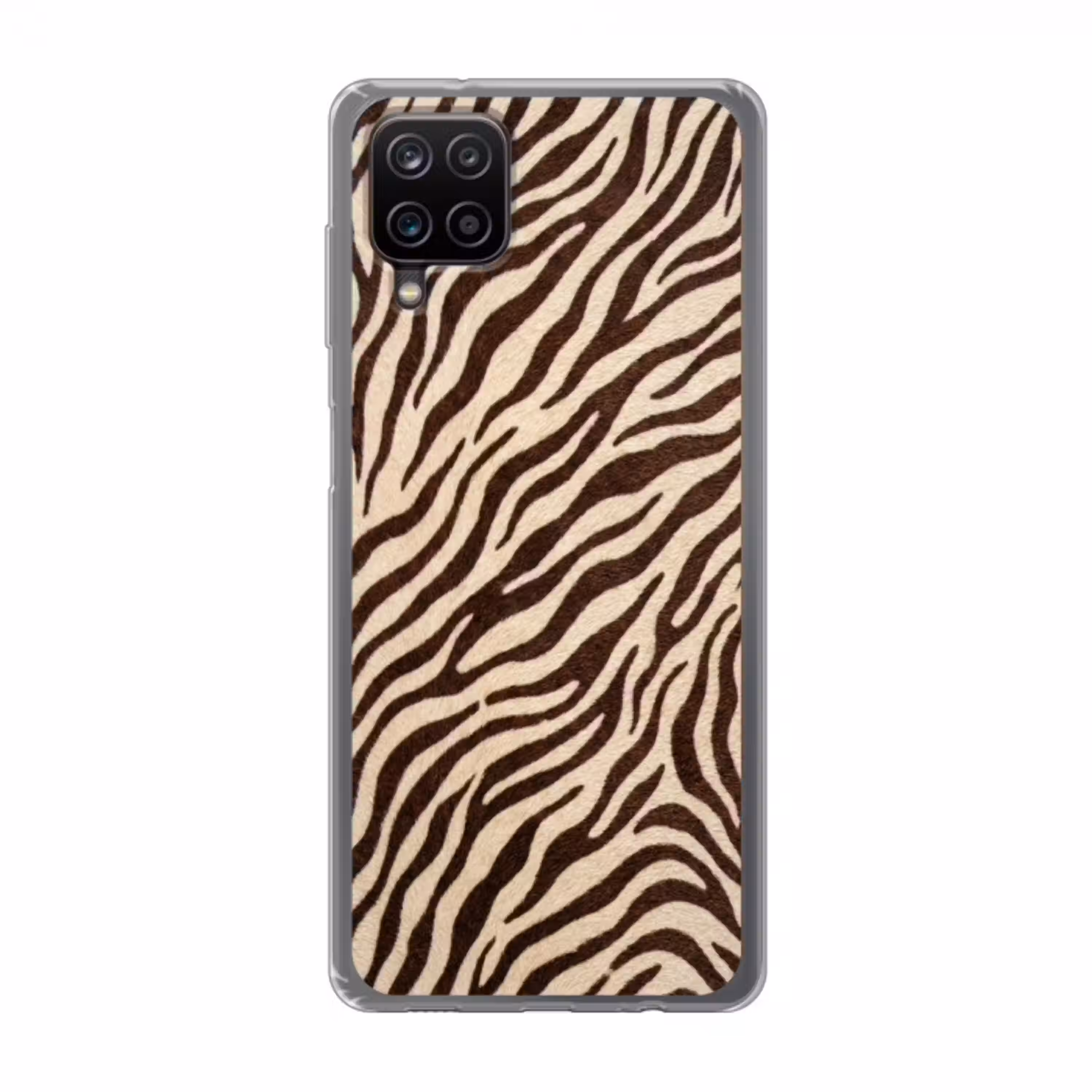 Zebra - Strepen - Bruin Telefoonhoesje Samsung Galaxy A12 klein -3d