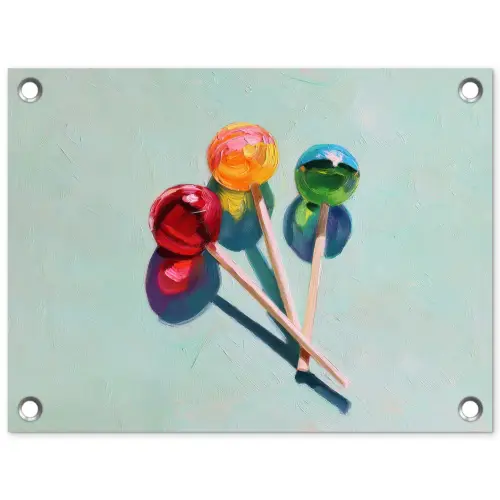 Lollys - Schaduw - Drie - Blauw tuinposter los doek klein -3d