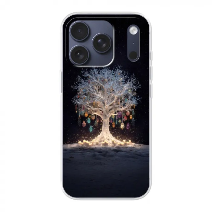 Sneeuwboom  - Lichtjes - Wit - Kleurrijk Telefoonhoesje iPhone 17 Pro klein -3d