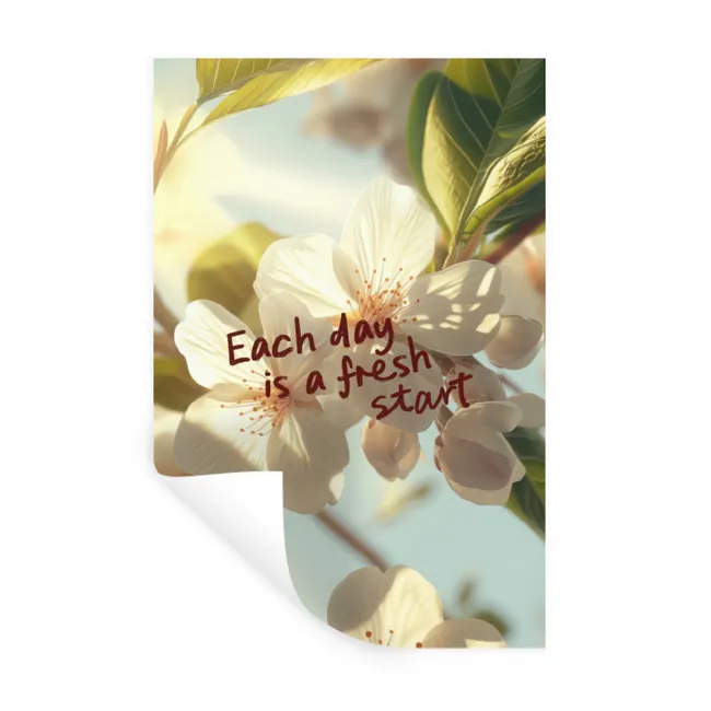 Bloesems - Zonlicht - Quote - Wit Muursticker klein -3d